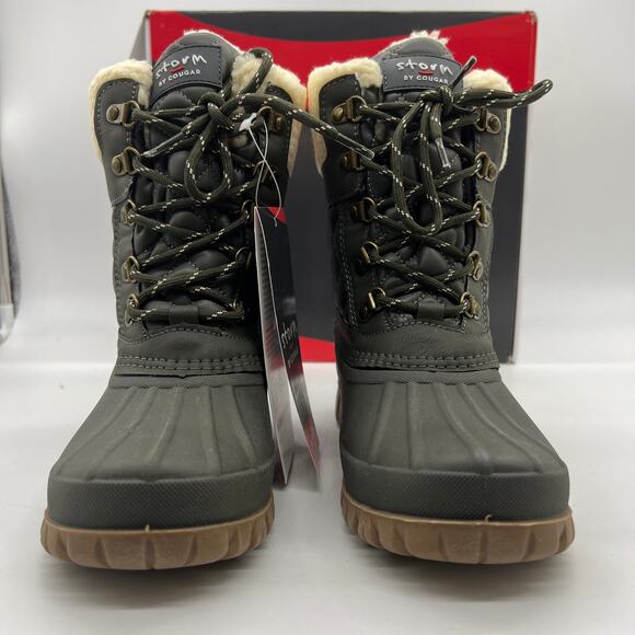 Cougar Waterproof Winter Boots Size 7 Medium Green Olive Quilt Carlisle Lace Up - Picture 5 of 13
